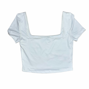 Nanamacs White Squareneck Cropped Top Size Small